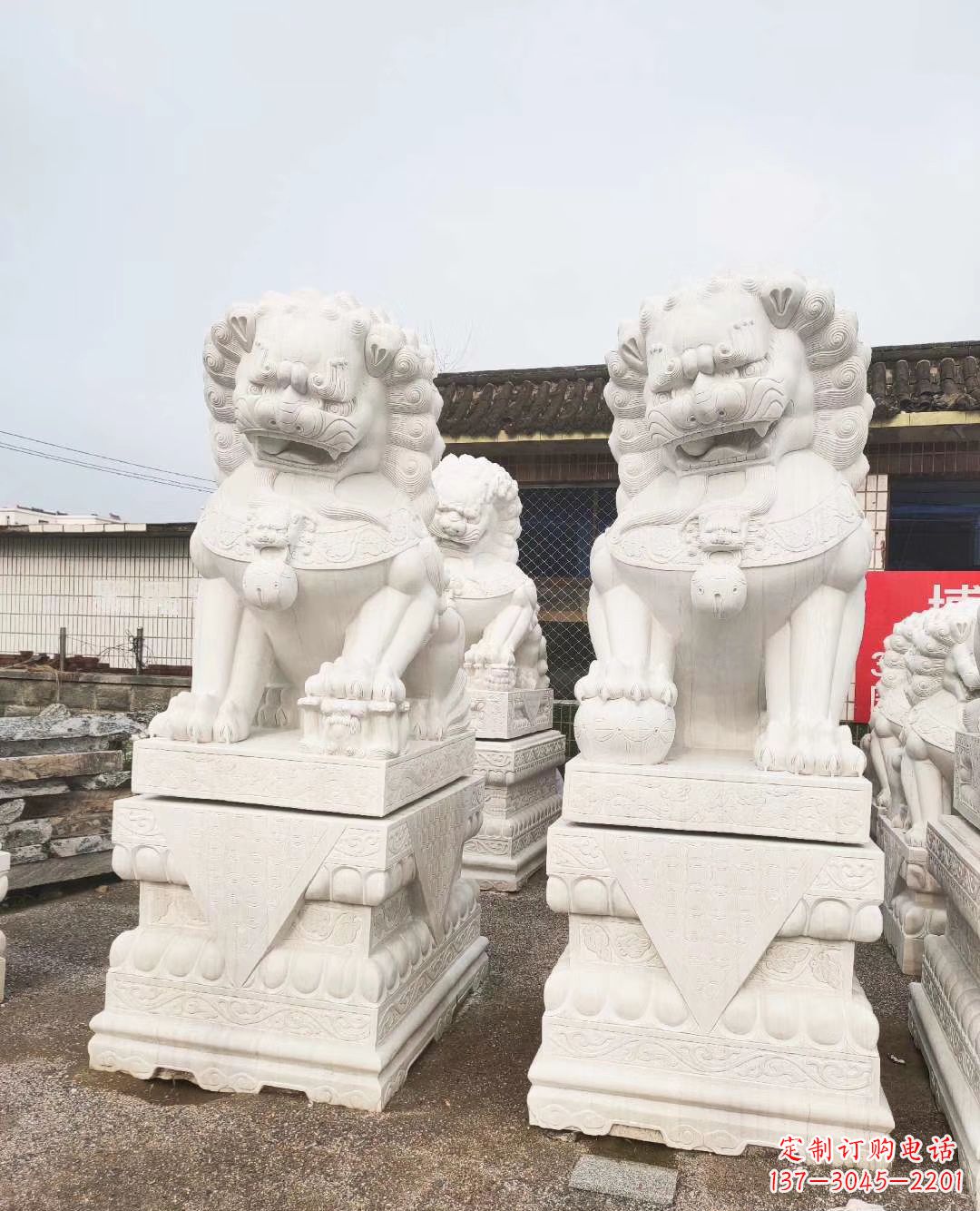 青岛3米高汉白玉狮子 镇宅 动物雕塑