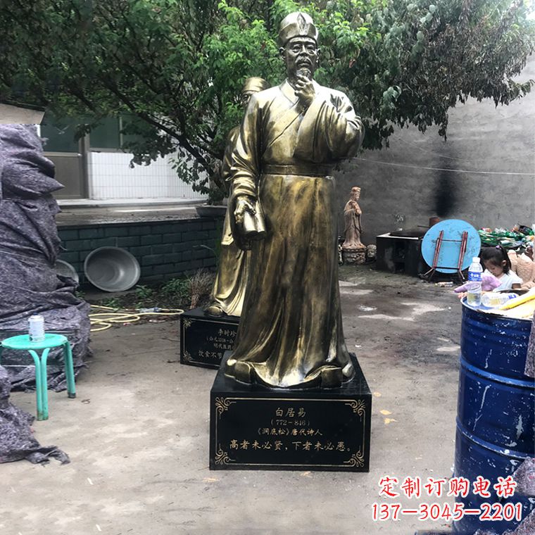 青岛白居易仿铜雕像经典中国古代诗人的艺术再现