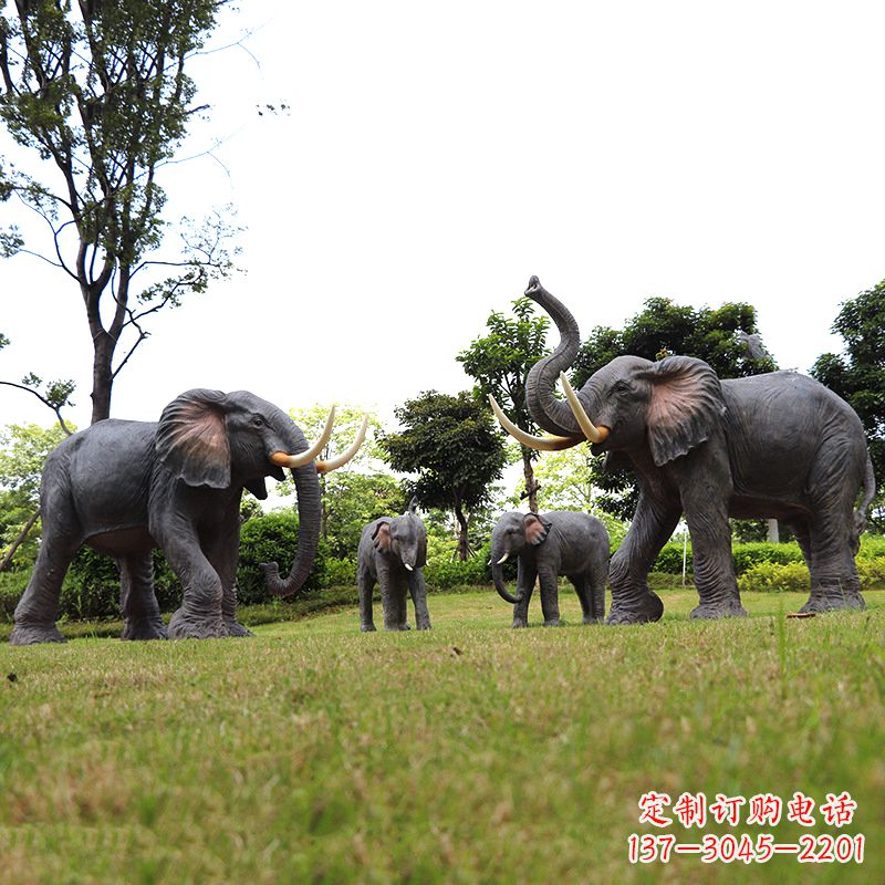 青岛玻璃钢大象雕塑传承古老文化，点缀园林景观