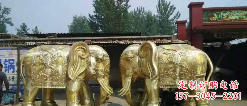 青岛玻璃钢仿铜大象公园动物雕塑