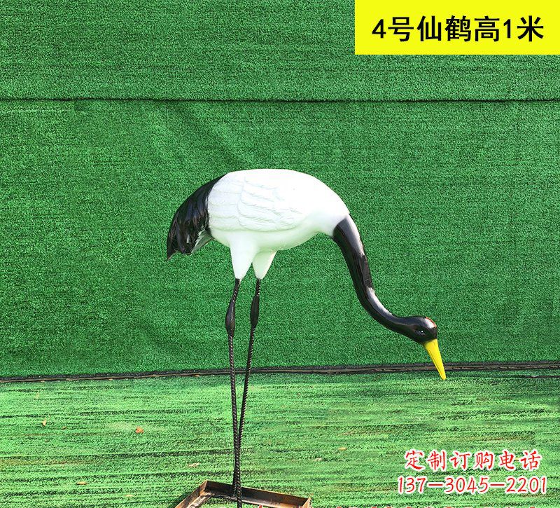 青岛玻璃钢仿真仙鹤动物雕塑