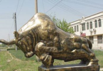 青岛黄铜斗牛雕像