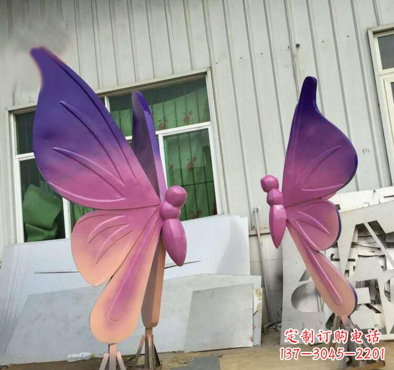青岛不锈钢彩色动物蝴蝶雕塑