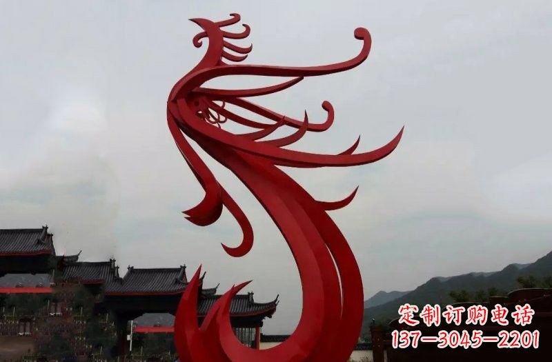 青岛不锈钢抽象凤凰雕塑222