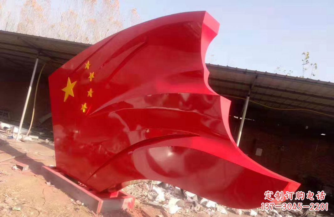 青岛不锈钢党旗雕塑户外摆件
