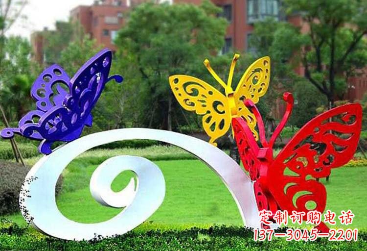 青岛彩色蝴蝶雕塑,点亮不锈钢公园