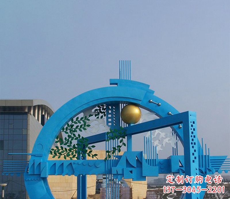 青岛不锈钢拱桥雕塑美丽的艺术品