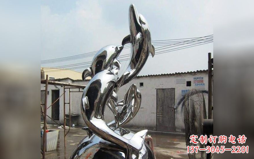 青岛不锈钢海豚嬉戏雕塑