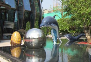 青岛不锈钢海豚景观雕塑创造精美绝伦的企业公园