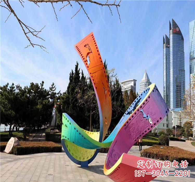 青岛波浪状的不锈钢胶卷雕塑