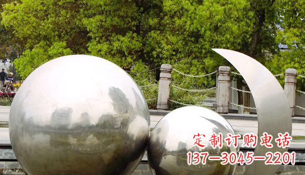 青岛不锈钢球形地球月亮雕塑精美的艺术之作