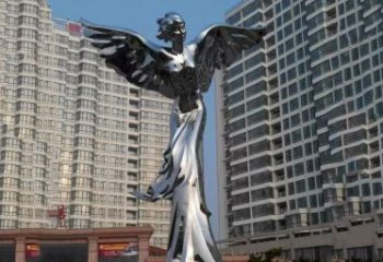 青岛不锈钢天使雕塑传递着美丽与希望