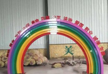 青岛表达不锈钢社会主义核心价值观的彩虹拱门雕塑