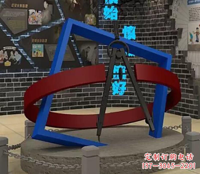 青岛不锈钢圆规雕塑实现景观美化的艺术之作