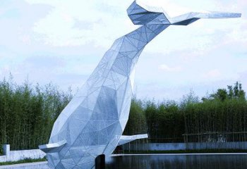青岛大型公园景区园林动物景观雕塑不锈钢网格鲸鱼
