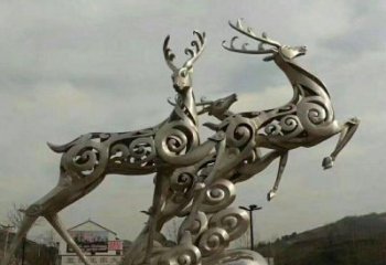青岛梅花鹿雕塑——祥云梅花鹿广场的标志
