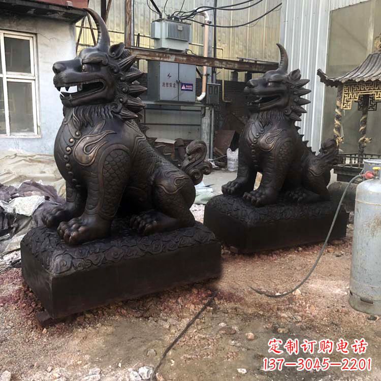 青岛精美纯铜獬豸雕塑中国古代神兽雕刻之美