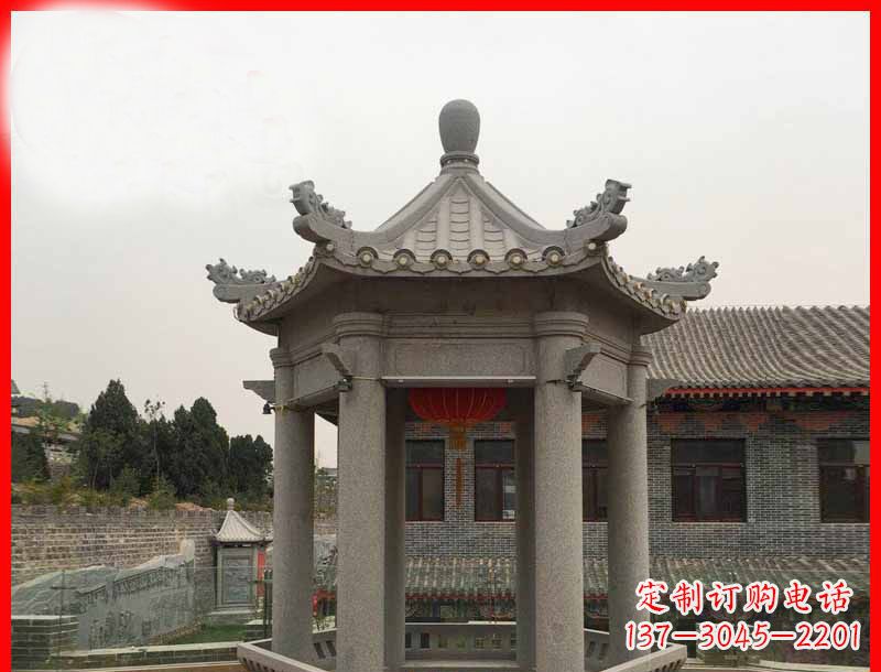 青岛大理石六角凉亭公园石雕 (4)