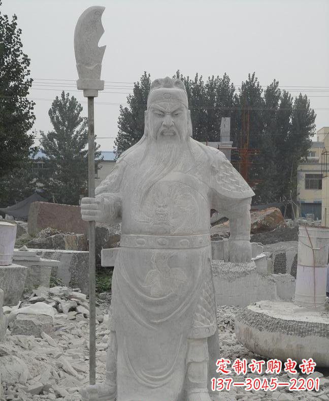 青岛大理石拿刀关公雕塑