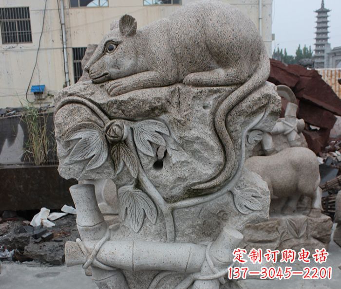 青岛大理石生肖鼠石雕