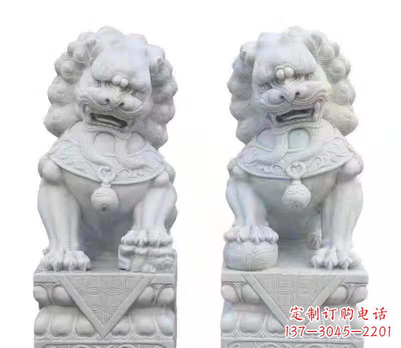 青岛大理石狮子雕塑震撼视觉、传承文化
