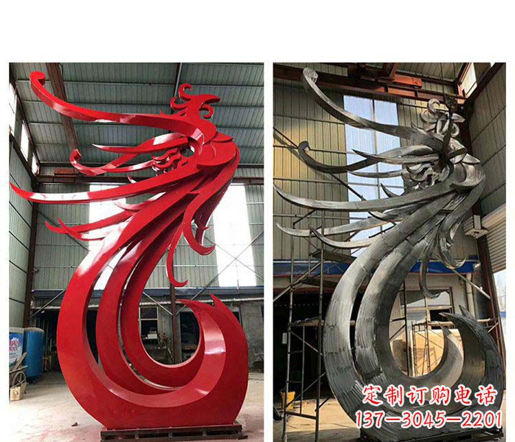 青岛优雅凤凰不锈钢摆件雕塑