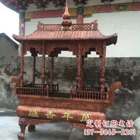 青岛雕刻蝙蝠铜香炉