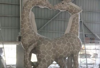 青岛大理石艺术精美长颈鹿雕塑