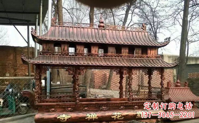 青岛方形寺庙香炉铜雕