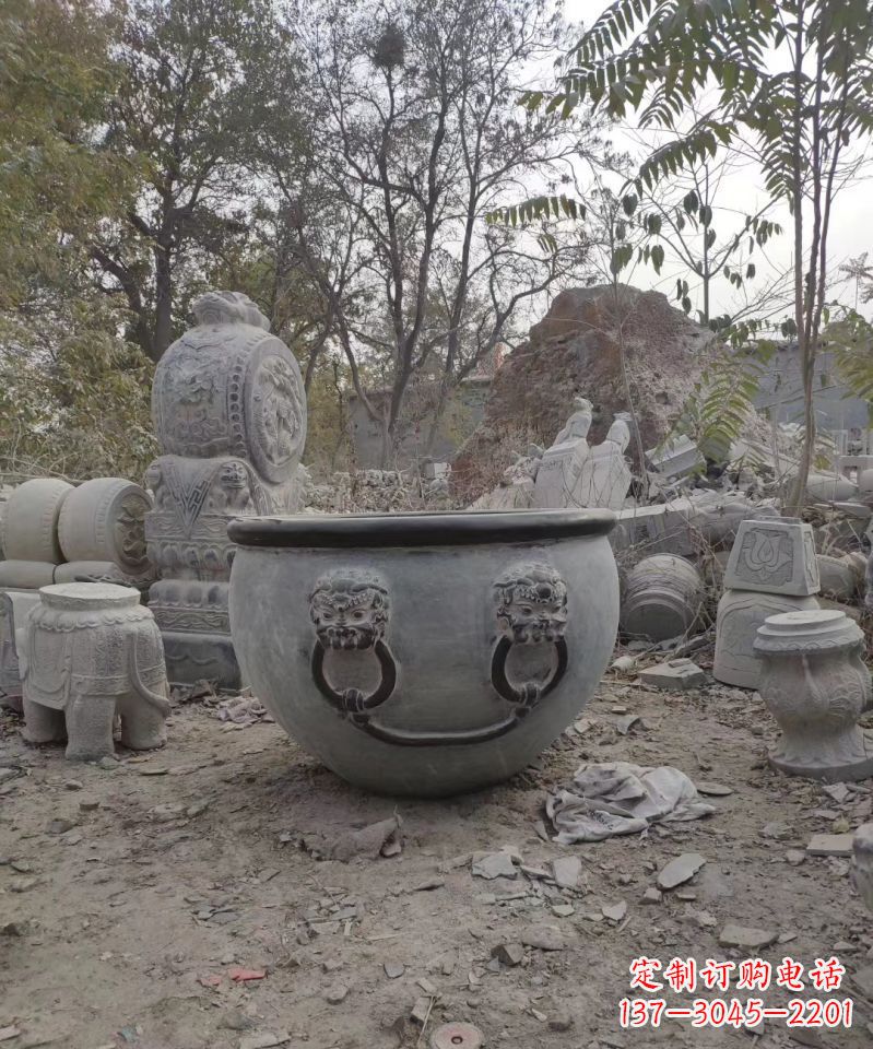 青岛仿古石雕水缸雕塑