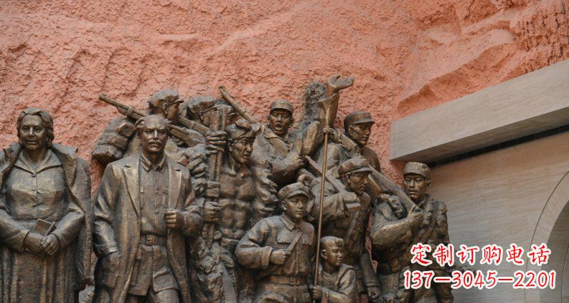 青岛公园白求恩与八路军景观铜雕