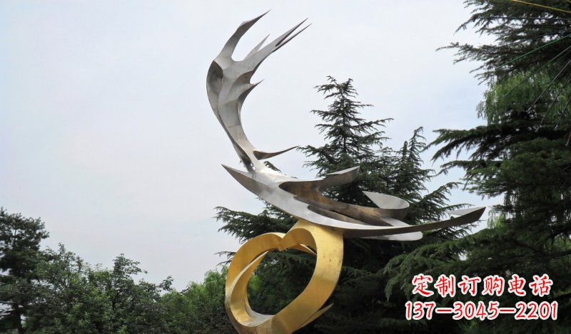 青岛精美雕刻石膏抽象凤凰雕塑