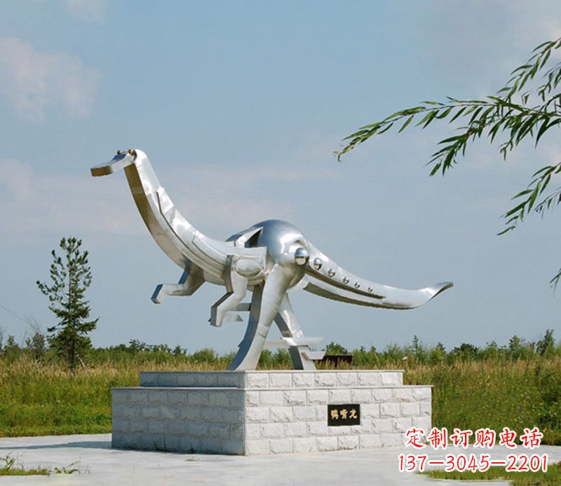 青岛特大不锈钢抽象恐龙雕塑