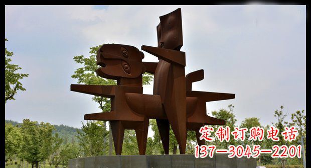 青岛不锈钢人骑老虎雕塑