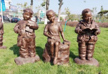 青岛优质铜雕 儿童看书人物