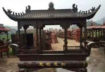青岛精美方形寺庙铜香炉雕塑
