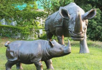 青岛犀牛铜雕-公园园林草坪室内外装饰雕塑