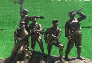 青岛革命军人抗战纪念铜雕塑—缅怀抗战英雄