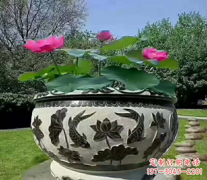 青岛唯美鲤鱼水缸雕塑