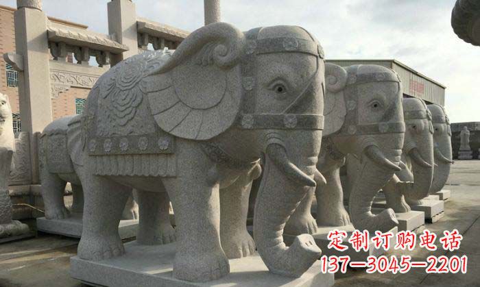 青岛公园景观大理石大象石雕