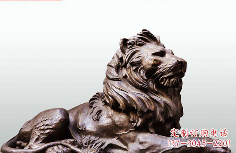 青岛铜雕卧室狮子精美动物雕塑