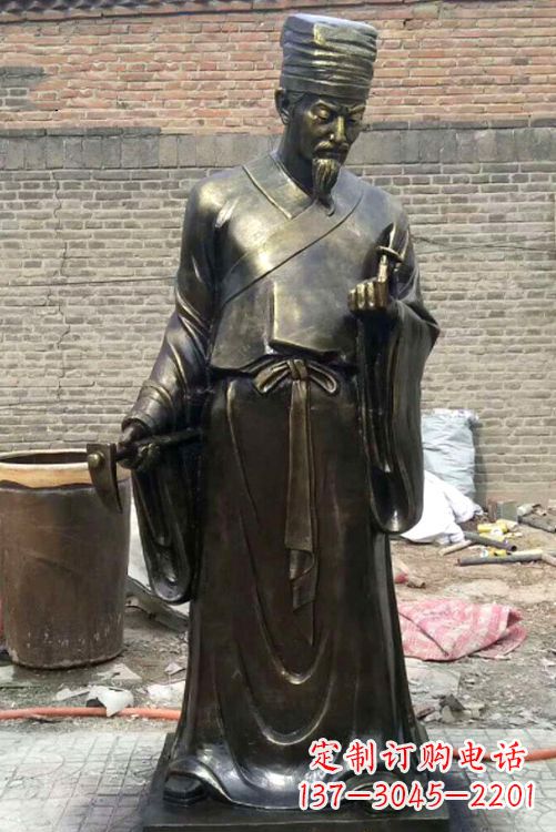 青岛中国古典名医李时珍铜雕塑