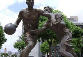 青岛公园打篮球人物铜雕222