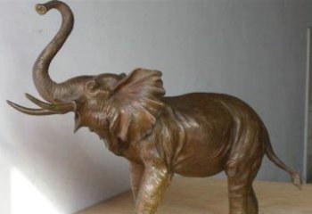 青岛公园大象招财动物铜雕 (3)