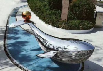 青岛大型不锈钢镜面鲸鱼景观雕塑摆件