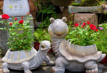 青岛铸铁乌龟花盆雕塑