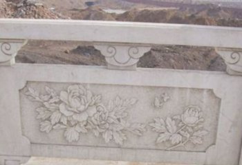 青岛牡丹花浮雕石栏板景观雕塑