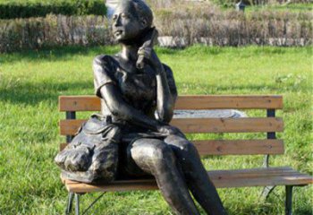 青岛人物座椅雕塑——少女望远