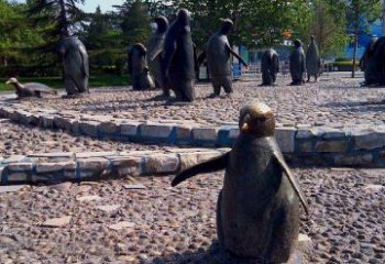 青岛企鹅动物铜雕