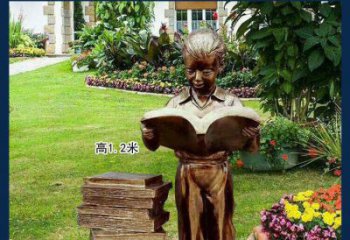 青岛西方美女看书人物铜雕塑
